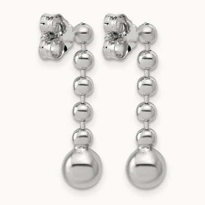 RH-Plated Polished Beaded Post Dangle Earrings, Sterling Silver — Leslie's