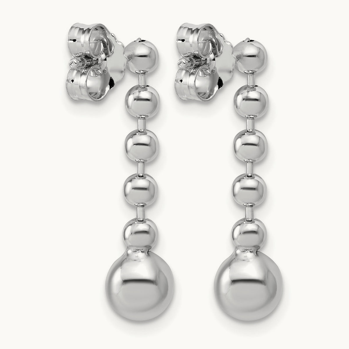 RH-Plated Polished Beaded Post Dangle Earrings, Sterling Silver — Leslie's