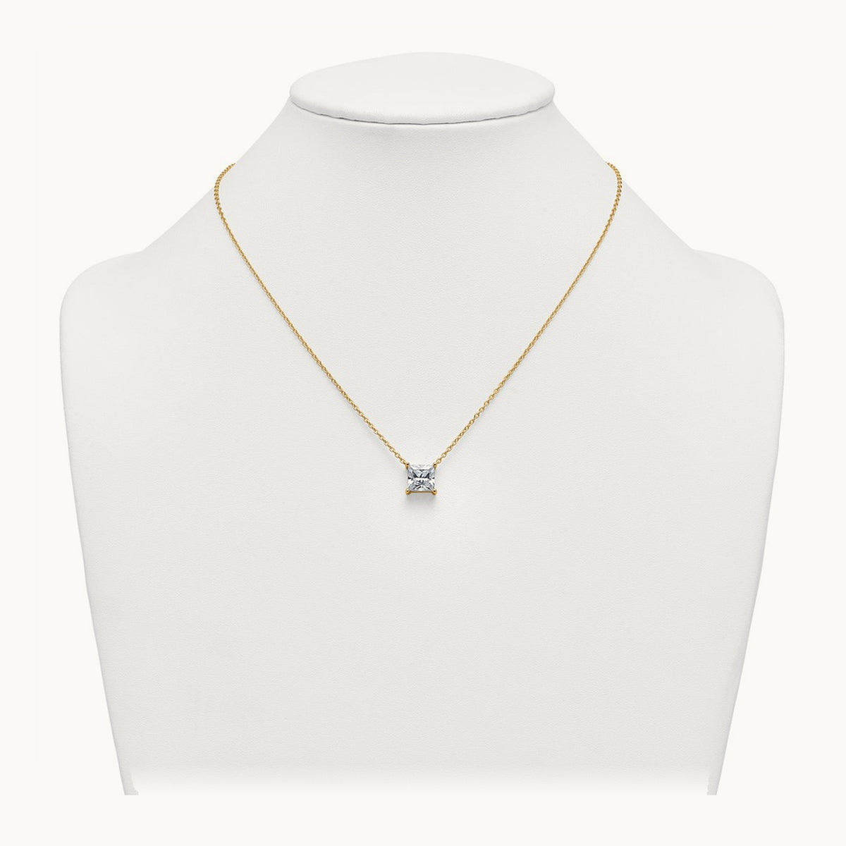 Princess Pendant Necklace, 0.25-4.00 ct tw Lab-Grown Diamond — 4 ct, 14K Yellow Gold
