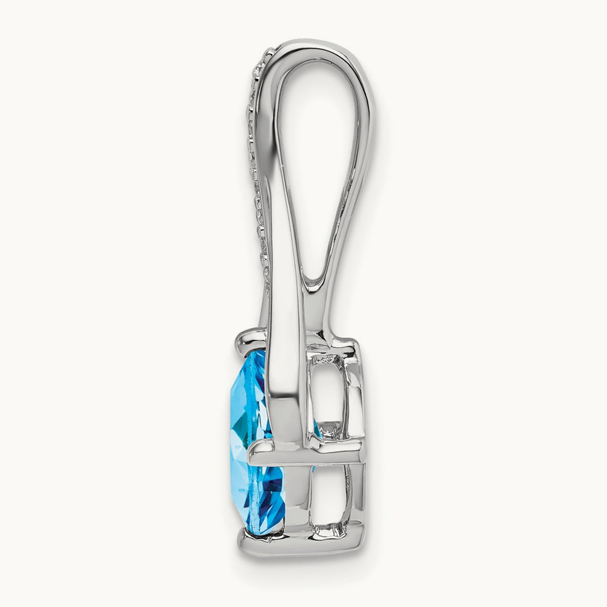 Blue Topaz and Diamond Pendant — 14K White Gold