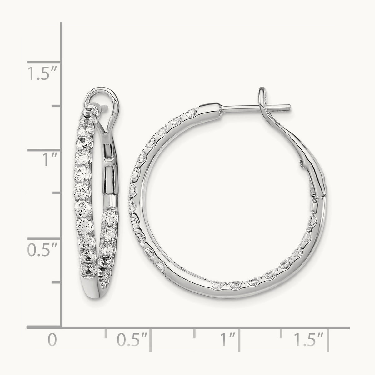 In/Out Hoop Earrings, 2.00 ct tw Lab-Grown Diamond — 14K White Gold