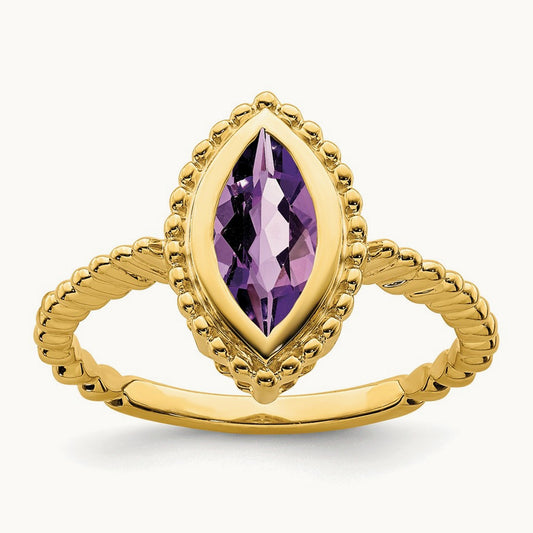 Marquise Amethyst Ring, 14K