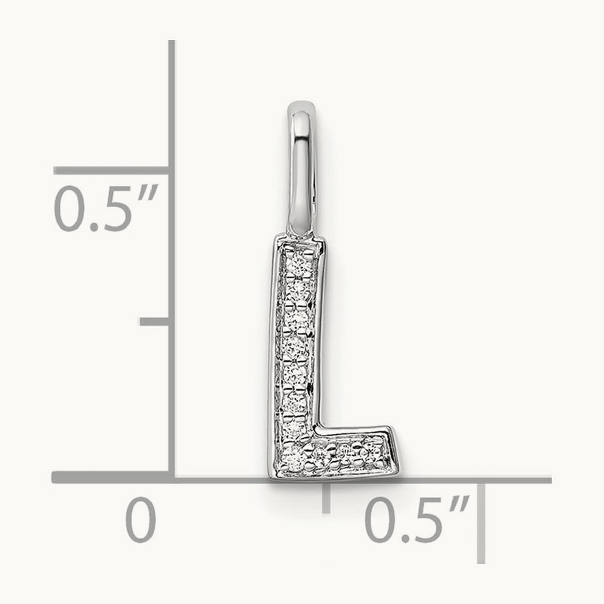 Diamond Letter L Initial Pendant, 14K White Gold