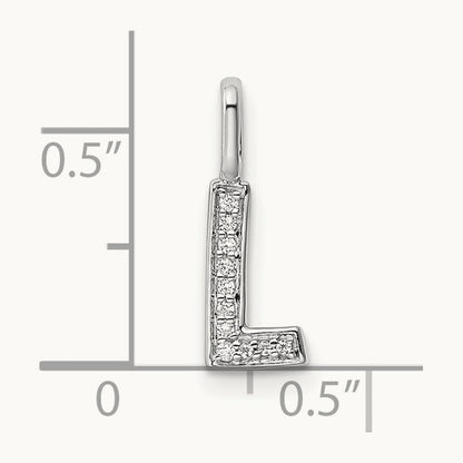Diamond Letter L Initial Pendant, 14K White Gold