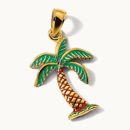 Enamel Palm Tree Charm, 14K