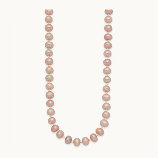 6- Pink Near Round Freshwater Cultured Pearl Necklace, 14K