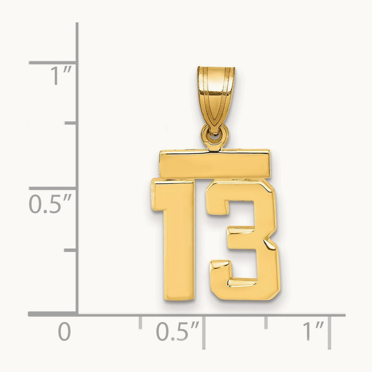 Small Polished Number 13 Charm, 14K