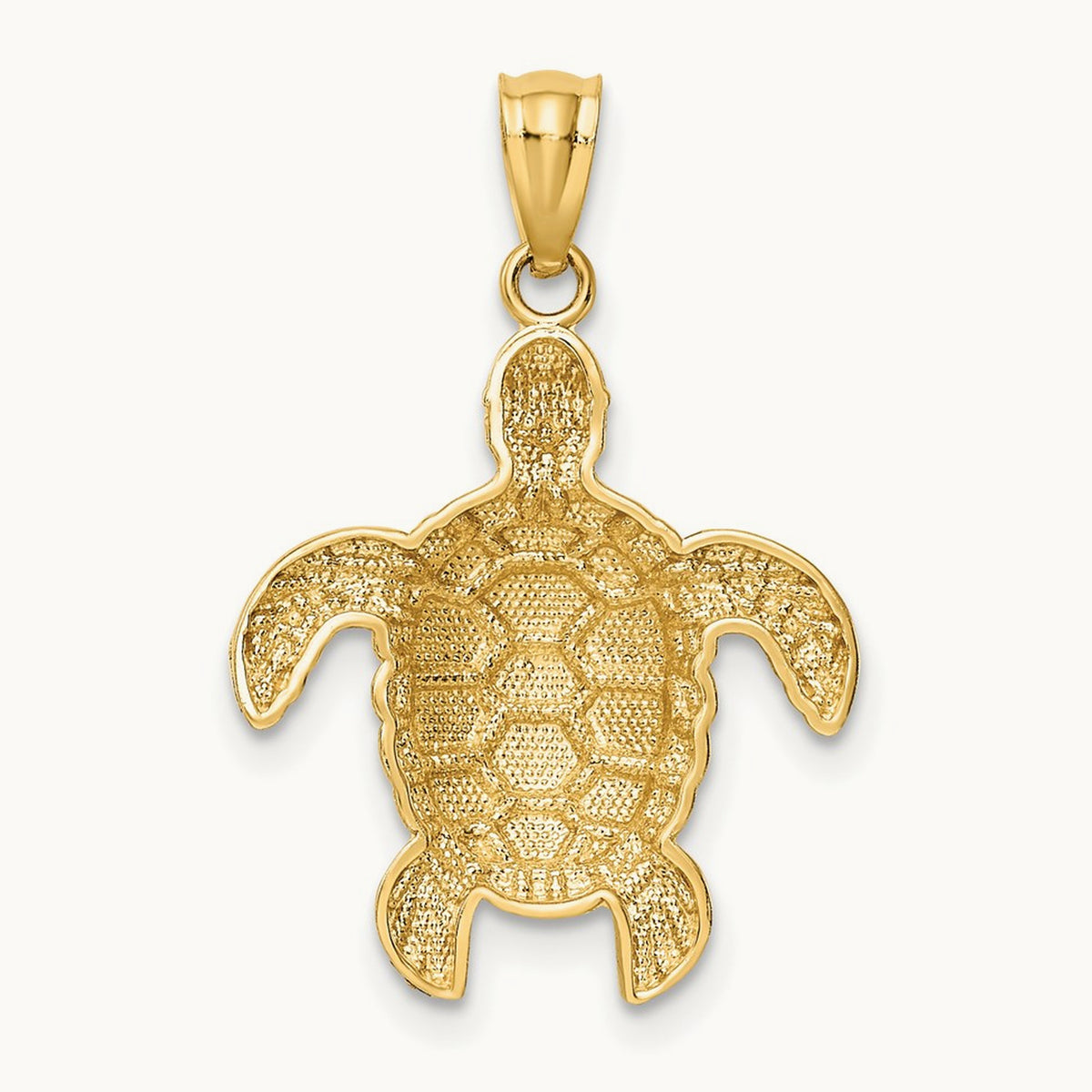 Diamond-cut Polished Sea Turtle Pendant — 14K Yellow Gold