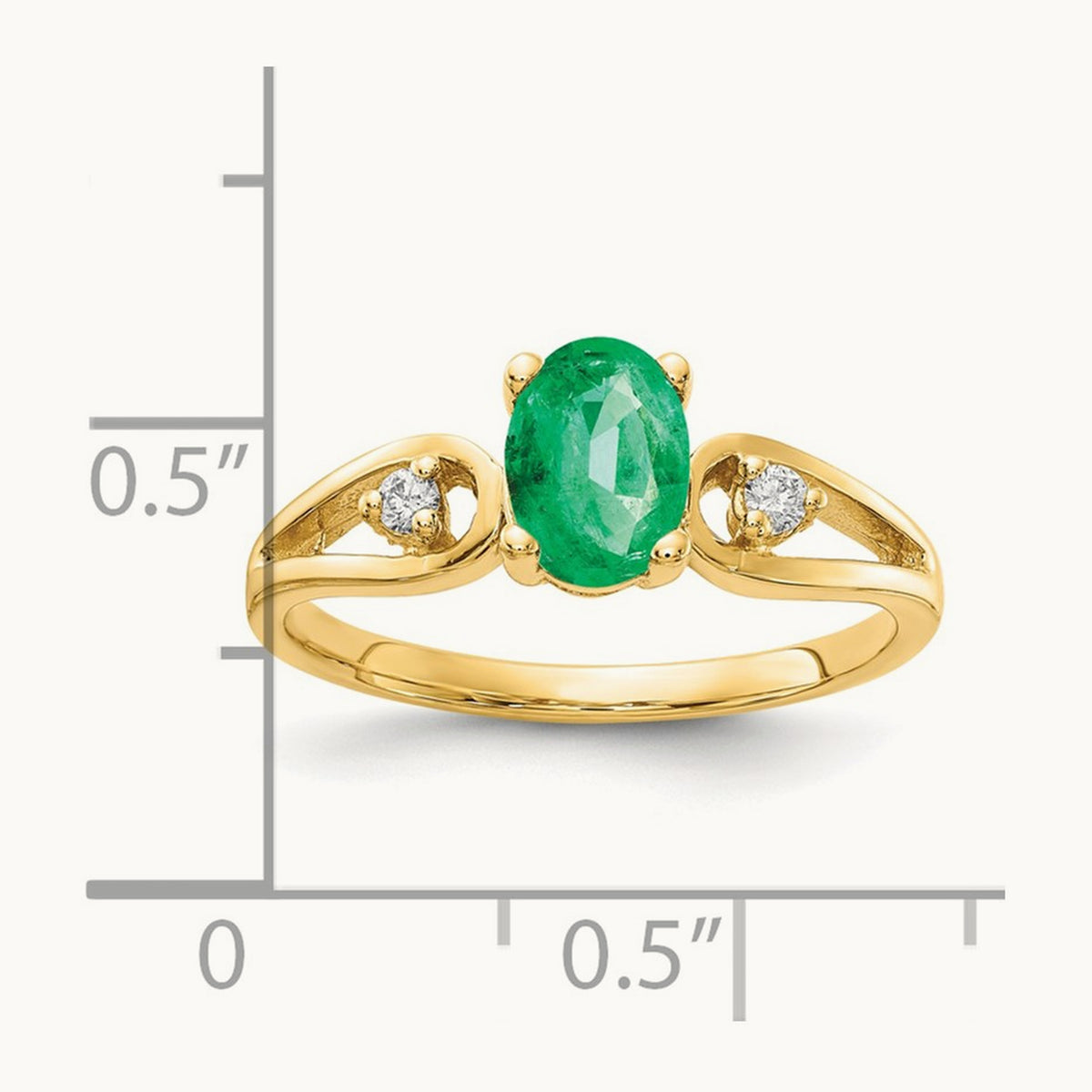 7x5mm Oval Emerald AA Diamond ring, 14K