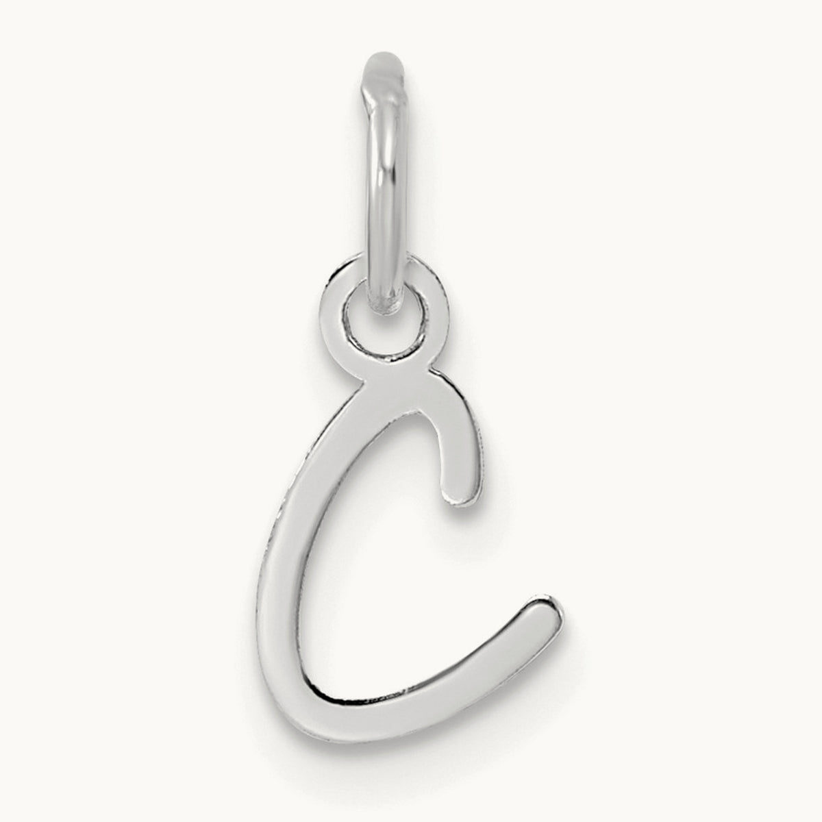 Uppercase Initial Charm — 14K White Gold, C