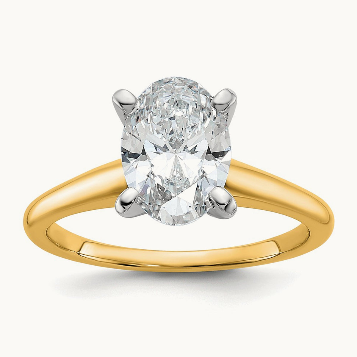Oval Solitaire Engagement Ring, 0.50-5.00 ct tw Lab-Grown Diamond — 1 3/4 ct, 14K Two-Tone