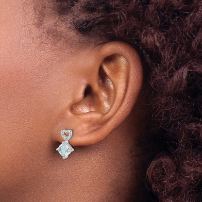 Aquamarine and Diamond Heart Earrings — photo set
