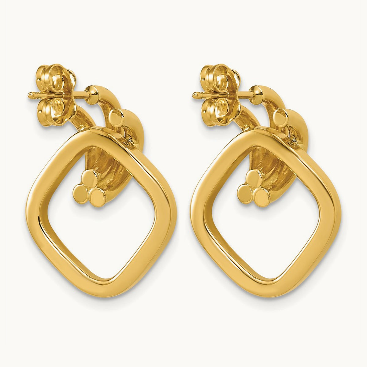 Polished Dangle Post Earrings, 14K — Leslie's
