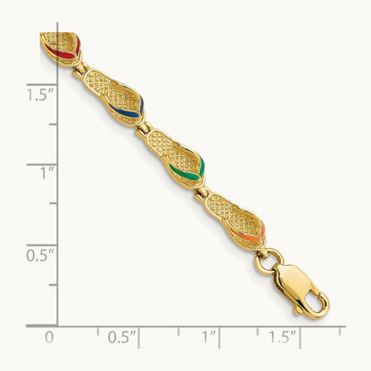 Multi-Color Enamel Flip Flop Bracelet, 14K
