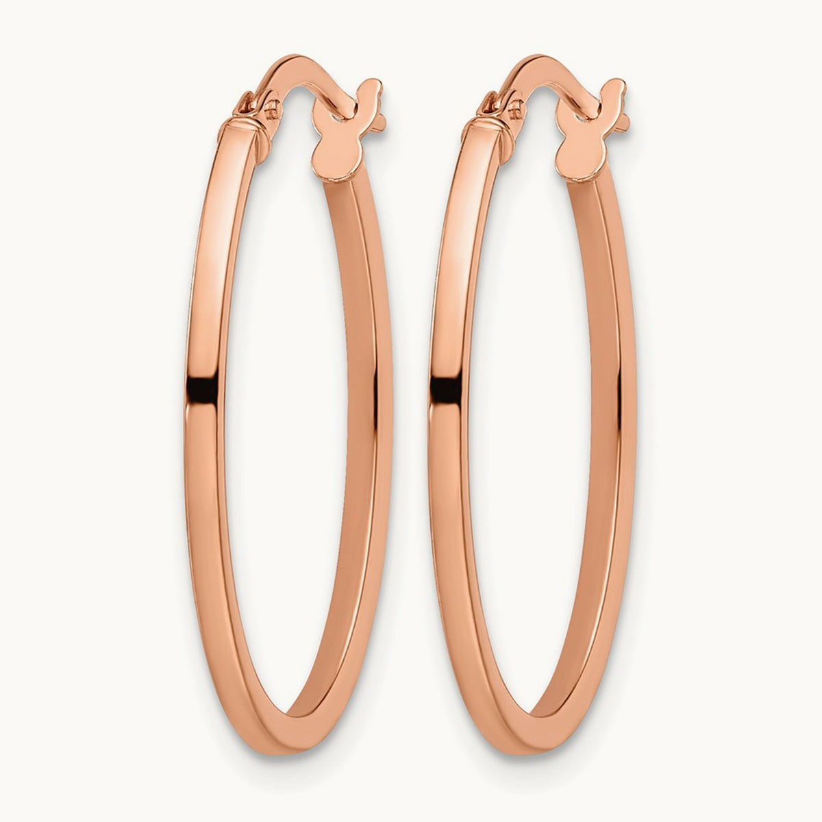 Polished Oval Hoop Earrings, 14K Rose Gold — Leslie's