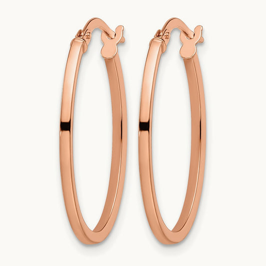 Polished Oval Hoop Earrings, 14K Rose Gold — Leslie's