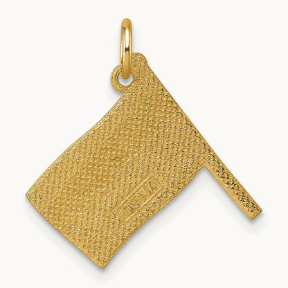 Polished Enameled Rainbow Flying Flag Pendant, 14K