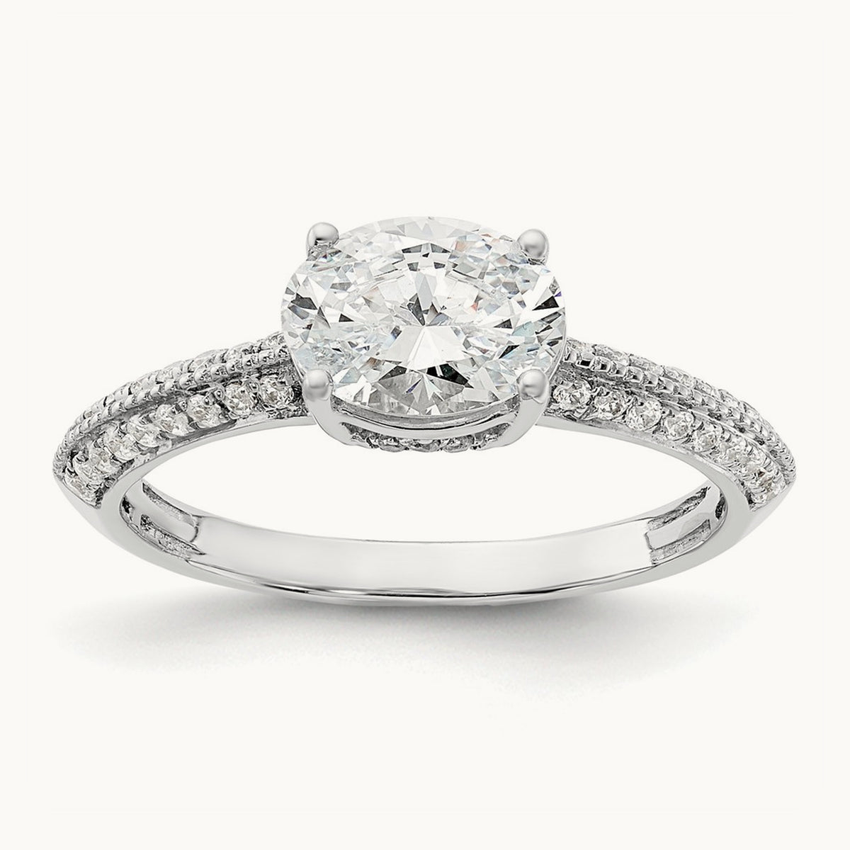 East West Oval Semi-Mount Engagement Ring — 1 ct, 7