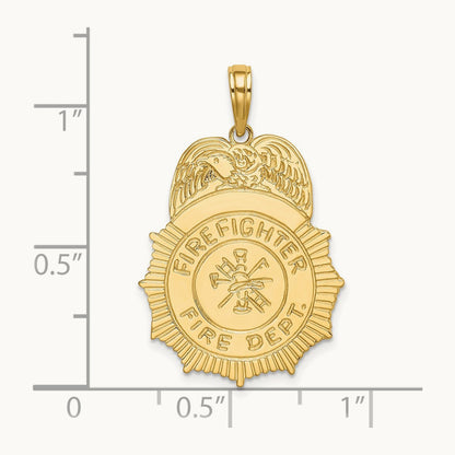 FIREFIGHTER FIRE DEPT. Badge Charm, 14K