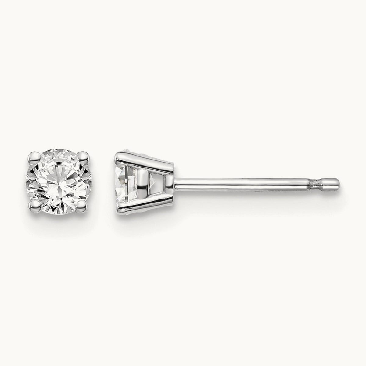 Round Diamond Stud Earrings — 14K White Gold, 0.44 ct tw, I1 J-K · push back