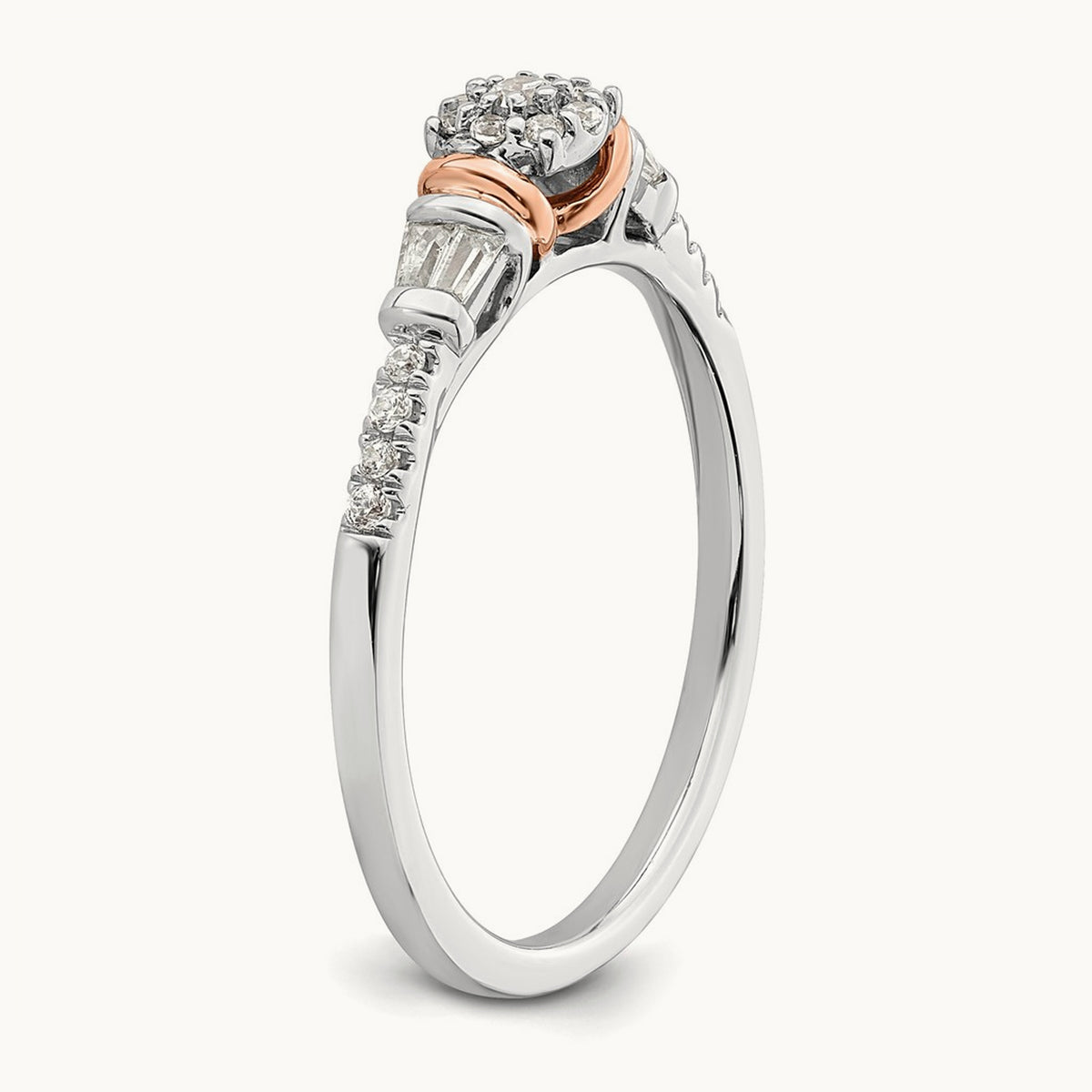 Complete Cluster Diamond Engagement Ring, 14K White with Rose Gold