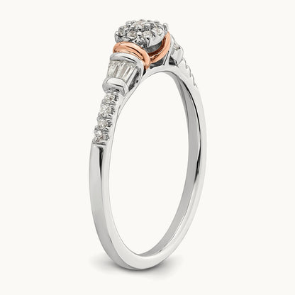 Complete Cluster Diamond Engagement Ring, 14K White with Rose Gold