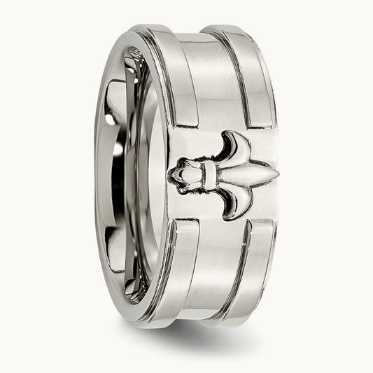 Brushed and Polished Fleur de lis Band — photo set