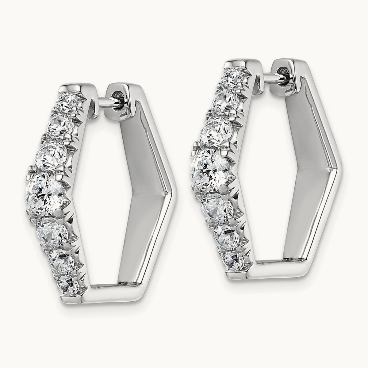 Fashion Hoop Earrings, 0.50-1.50 ct tw Lab-Grown Diamond — 1 1/2 ct, 14K White Gold