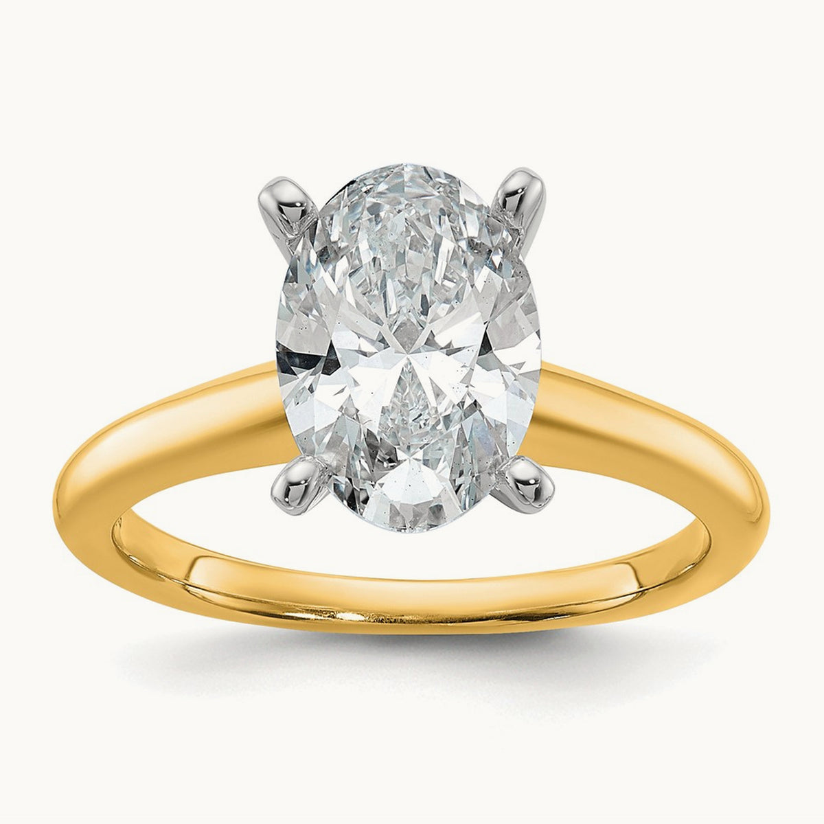 Oval Solitaire Engagement Ring, 0.50-5.00 ct tw Lab-Grown Diamond — 2 1/4 ct, 14K Two-Tone