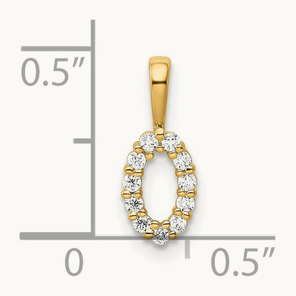 Diamond Number 0 Pendant — 14K Yellow Gold, 12.99mm