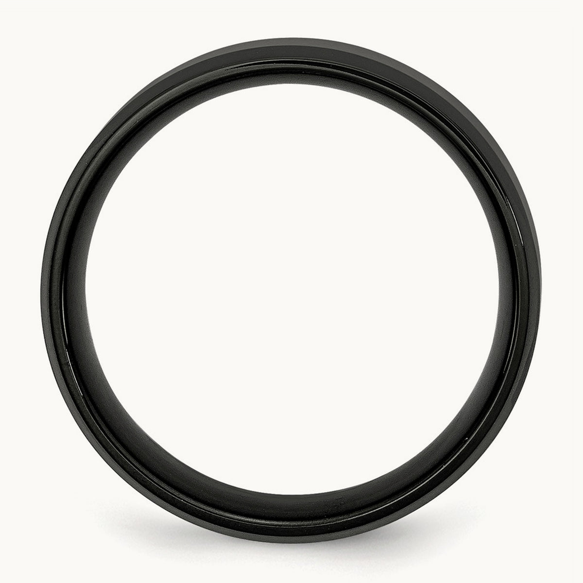 Polished Brushed Center Black IP Beveled Edge Band — 8mm