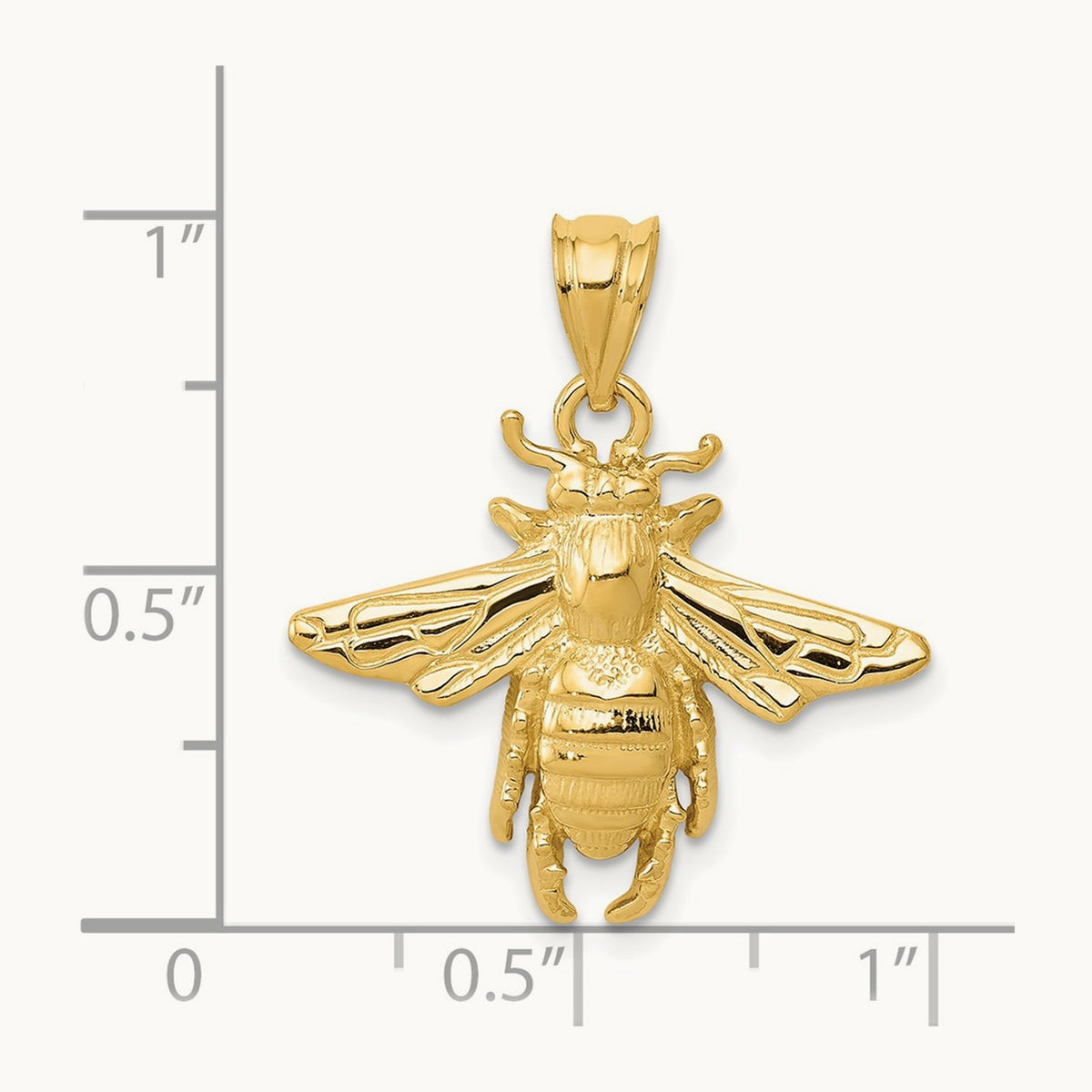 Solid Open-Backed Bee Pendant, 14K