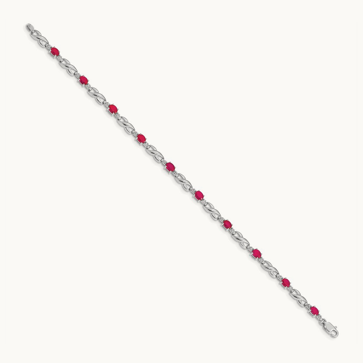 Diamond and Ruby Bracelet, 14K White Gold