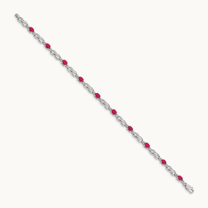 Diamond and Ruby Bracelet, 14K White Gold