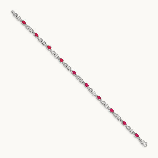 Diamond and Ruby Bracelet, 14K White Gold