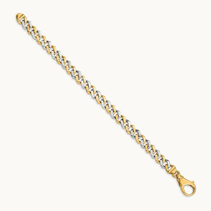 Hand-polished Fancy Link Bracelet, 8mm, 14K Two-tone