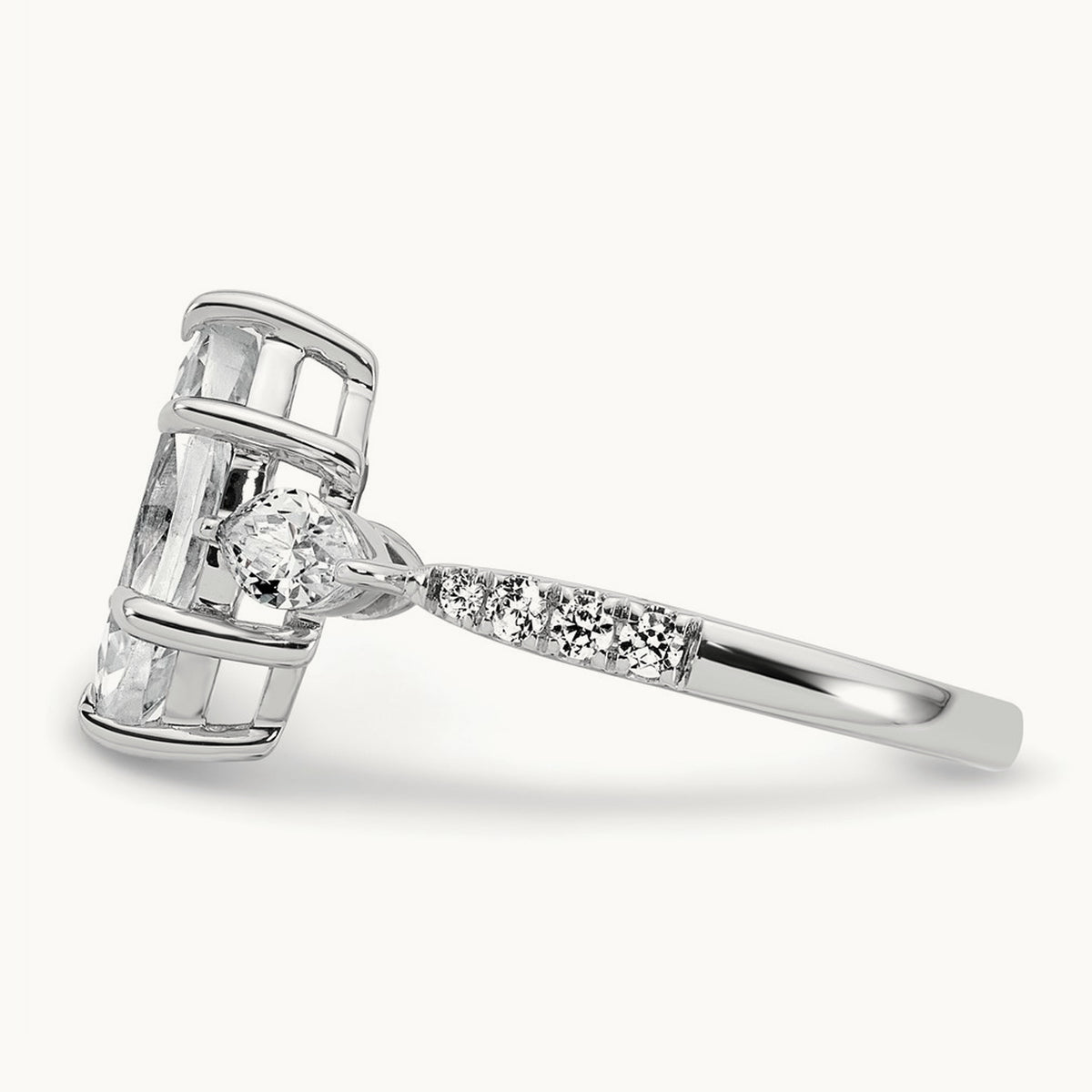 Marquise 3 Stone Engagement Ring, 1.50-2.00 ct tw Lab-Grown Diamond — 2 1/6 ct, 14K White Gold