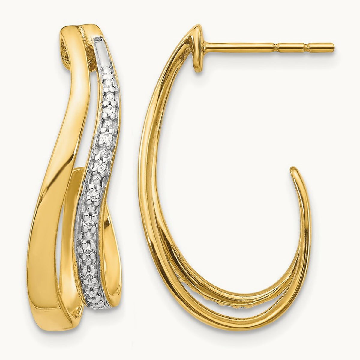 w/ Diamond J-Hoop Post Earrings — photo set