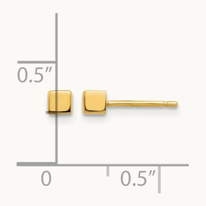 Square Stud Earrings — 14K Yellow Gold