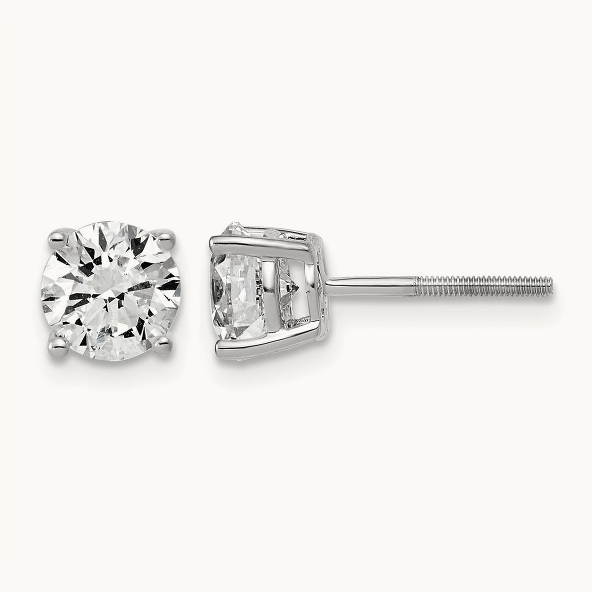 Lightweight Screwback Earrings, 0.25-4.00 ct tw Lab-Grown Diamond — 2 ct, 14K White Gold