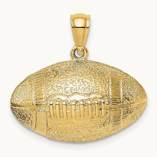 3-D Football Horizontal Pendant, 14K