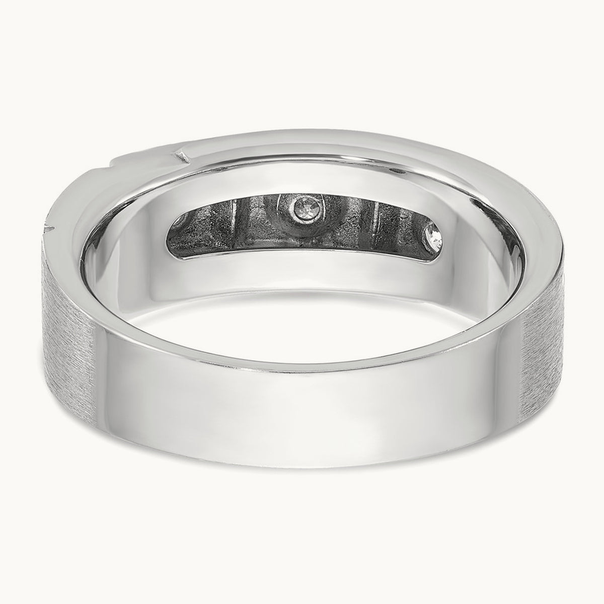IBGoodman Men's Polished/Satin Diamond Complete Ring, 14K White Gold
