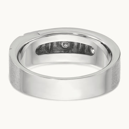 IBGoodman Men's Polished/Satin Diamond Complete Ring, 14K White Gold