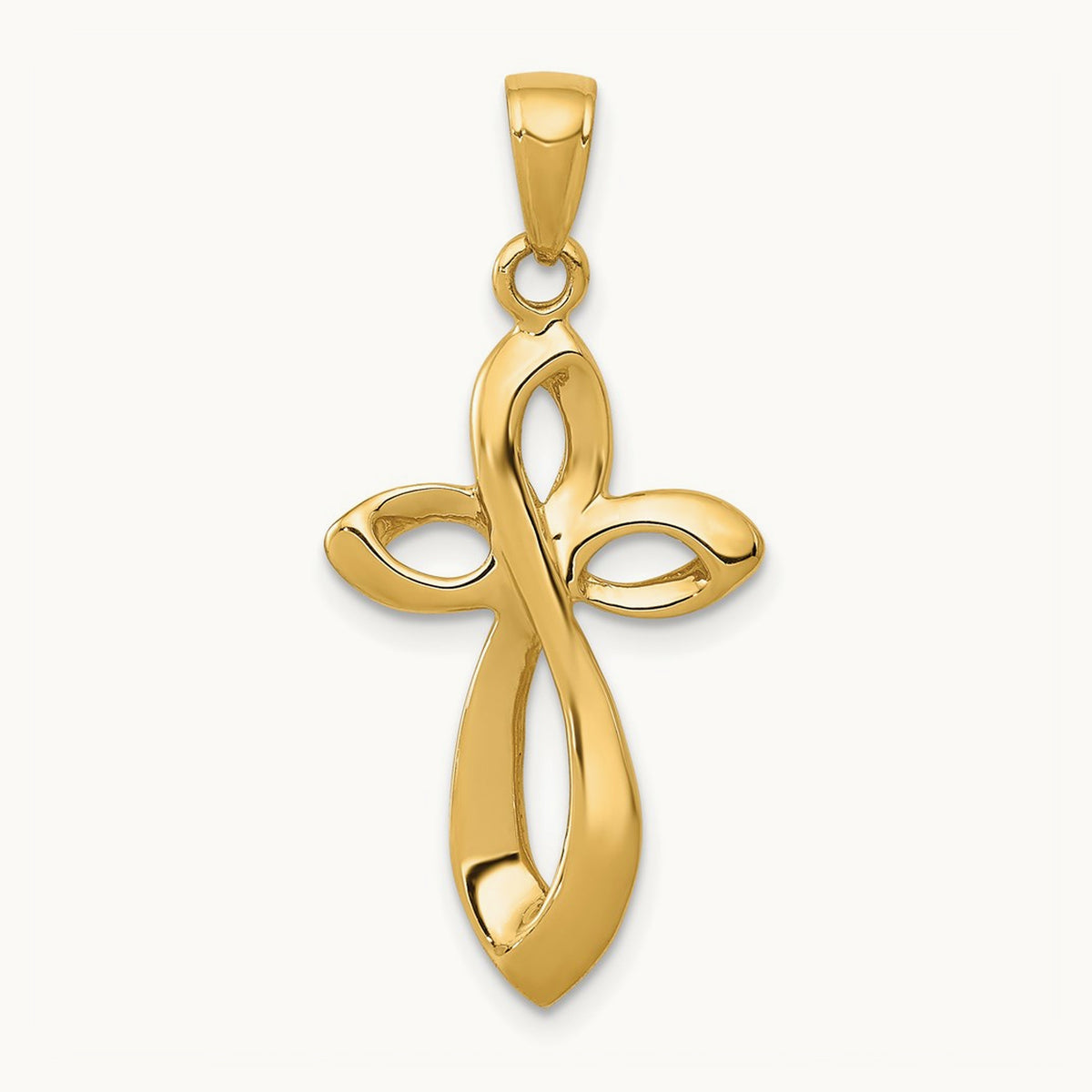 Polished w/Satin Figure 8 Cross Pendant, 14K