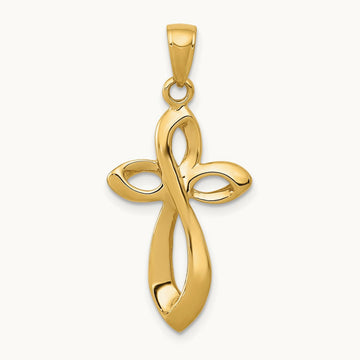 Polished w/Satin Figure 8 Cross Pendant, 14K