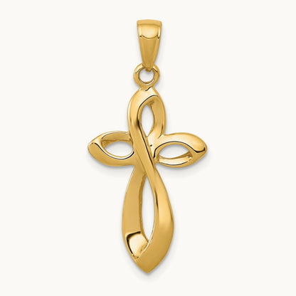 Polished w/Satin Figure 8 Cross Pendant, 14K