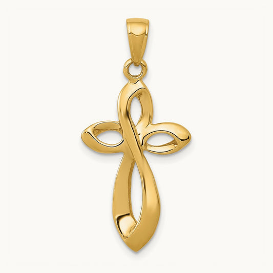 Polished w/Satin Figure 8 Cross Pendant, 14K
