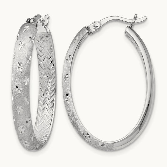 Rhodium In/Out D/C Oval Earrings, Sterling Silver — Leslie's