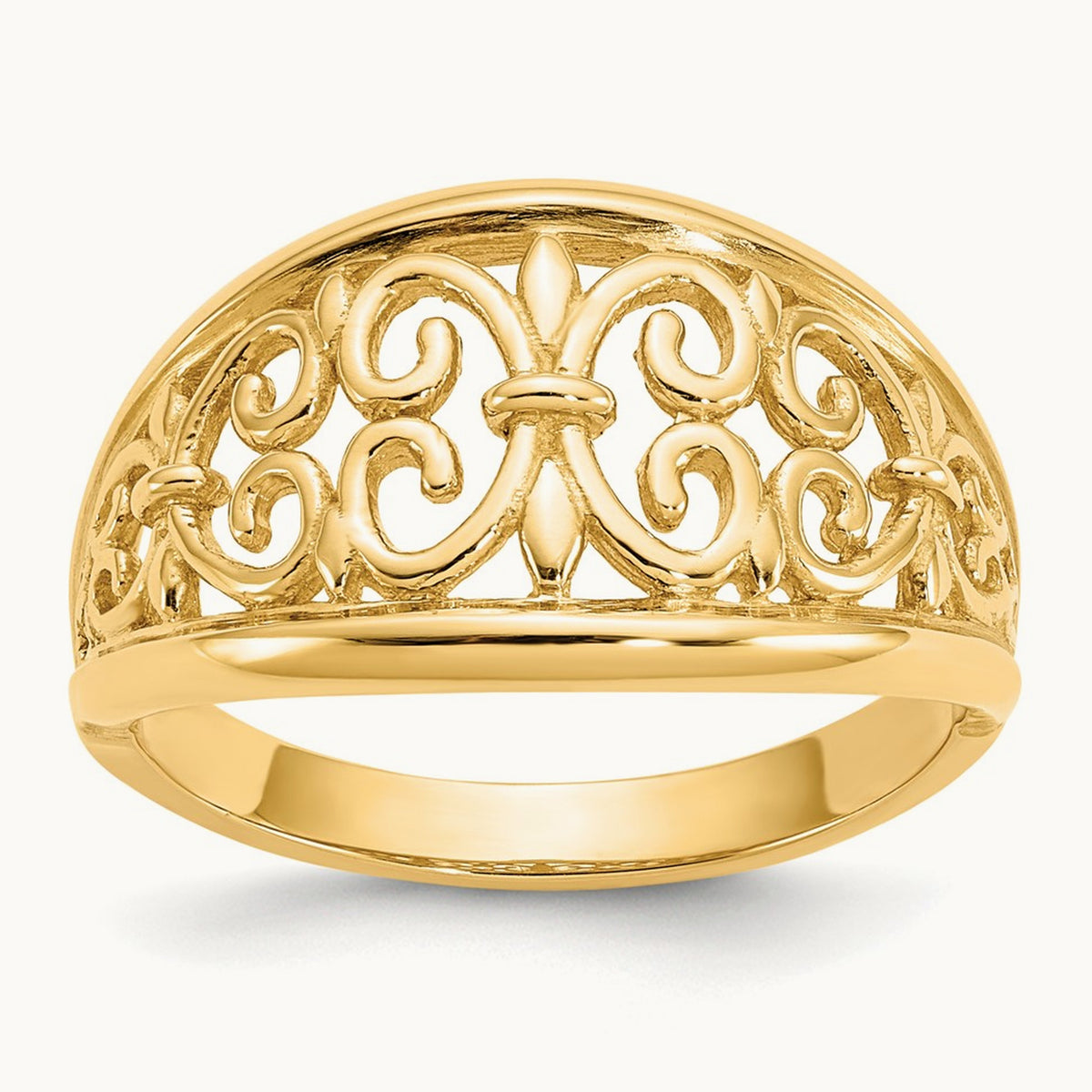 Fleur-De-Lis Tapered Ring, 14K