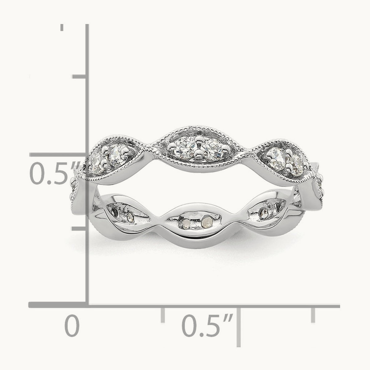 Polished Vintage Pave Diamond Eternity Band, 14K Gold in 14K White Gold